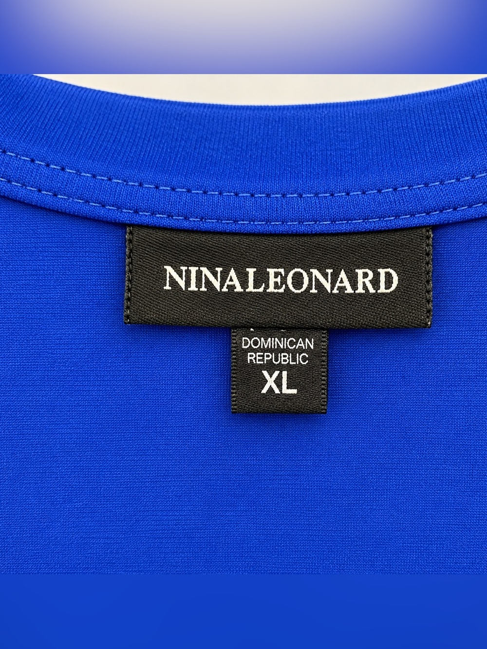 Nina Leonard Royal Blue Faux-Wrap Wide-Leg Jumpsuit XL - Picture 3 of 3